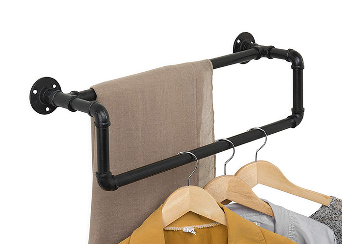 3/4 Inch Black Pipe Coat Rack Hanging Wall Towel Holder Persetujuan ISO9001