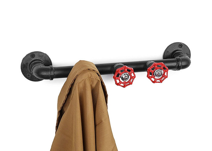 Casting Industrial Style Pipe Spigot Handle Gantungan Baju 3 Hook Wall Mounted Kit